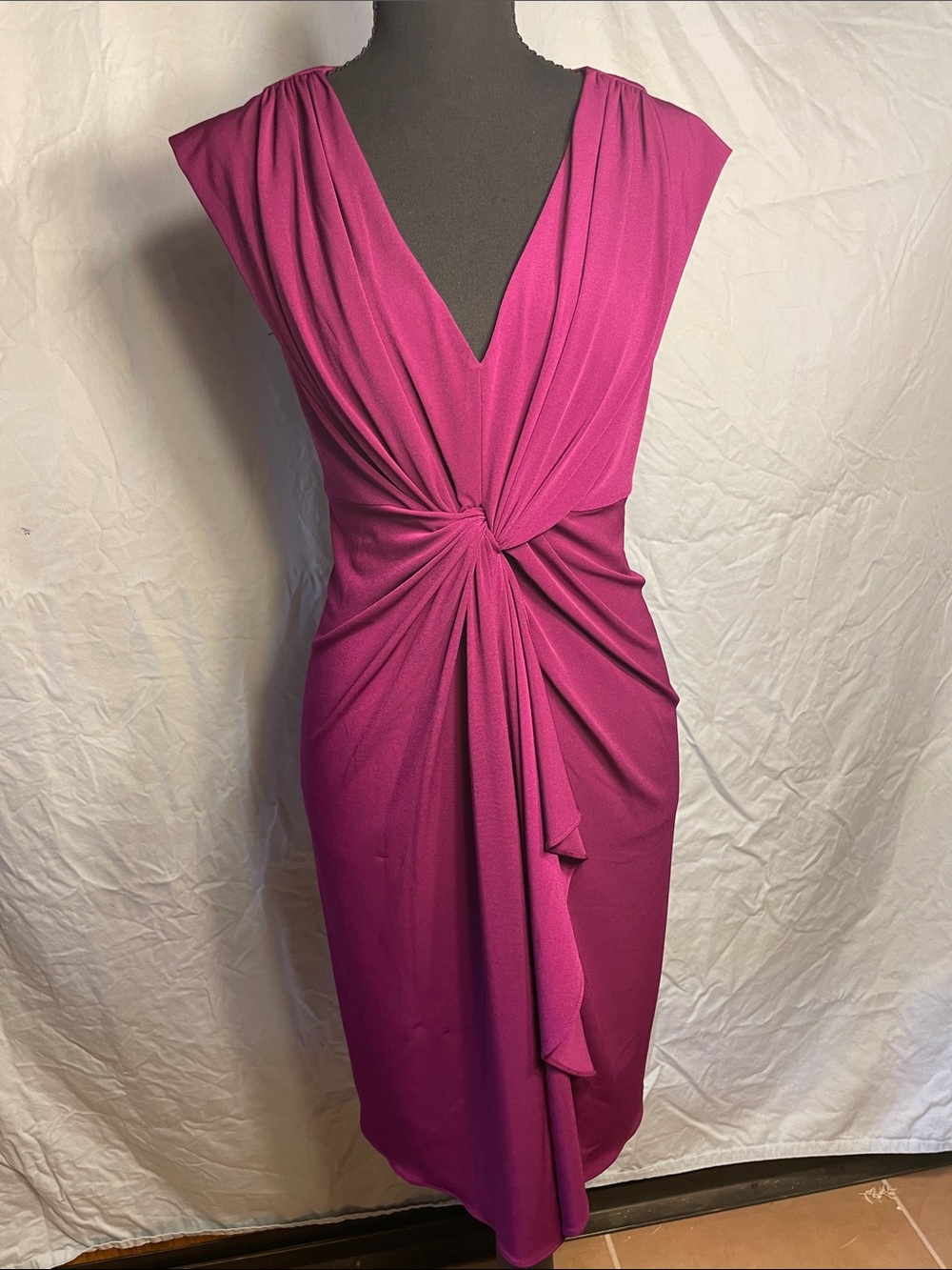Catherine Malandrino Fuchsia Twist-Front Midi Dress
